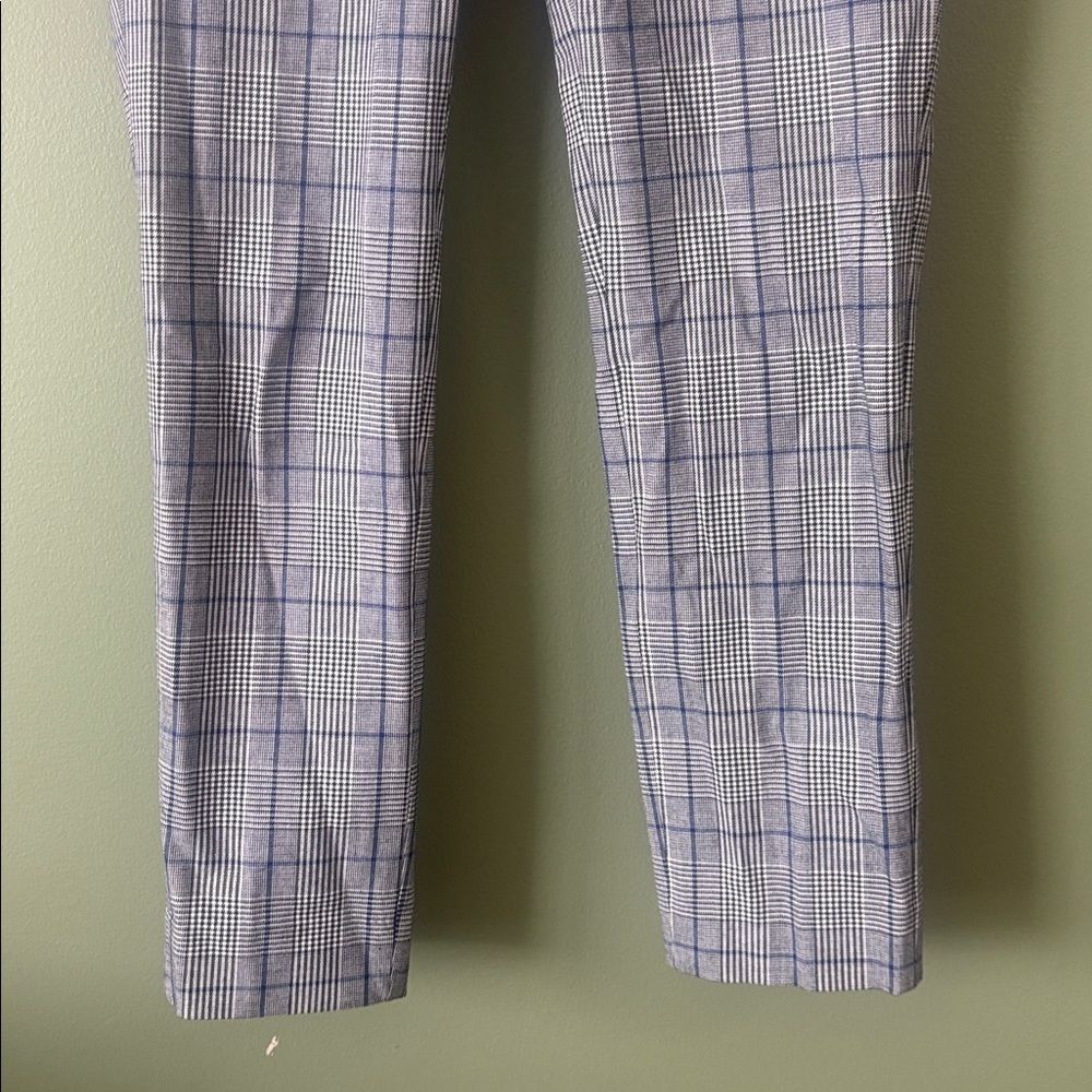 Banana Republic Sloan Grey Black White Navy Houndstooth Plaid Pants Sz 6 - Picture 5 of 8